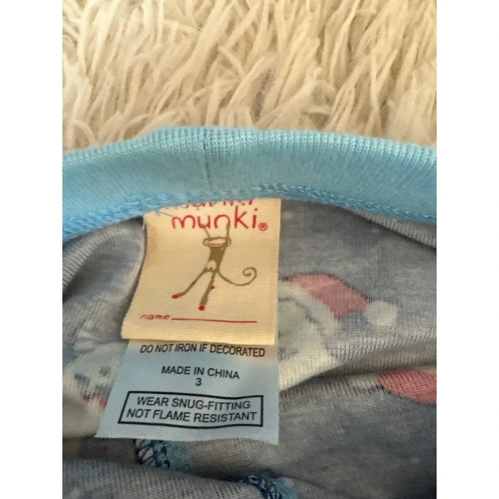Munki Munki‎ Kids Pajamas Set Yeti Christmas Long Sleeve Pants  Size 3 NWT